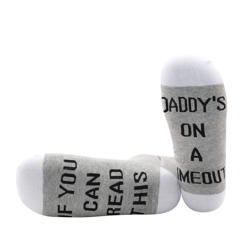[Australia] - PYOUL 1 Pair Mom/Dad Off Duty Gift If You Can Read This Mommy's/Daddy’s On A Timeout Socks Mom/Dad Off Duty Socks Daddy’s On A Timeout 1 Pair 
