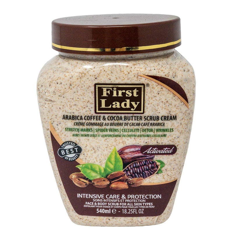 [Australia] - First Lady Activated Arabica Coffee & Cocoa Butter Scrub Cream 540ml - stretch marks, spider veins, cellulite and wrinkles - Face & Body 