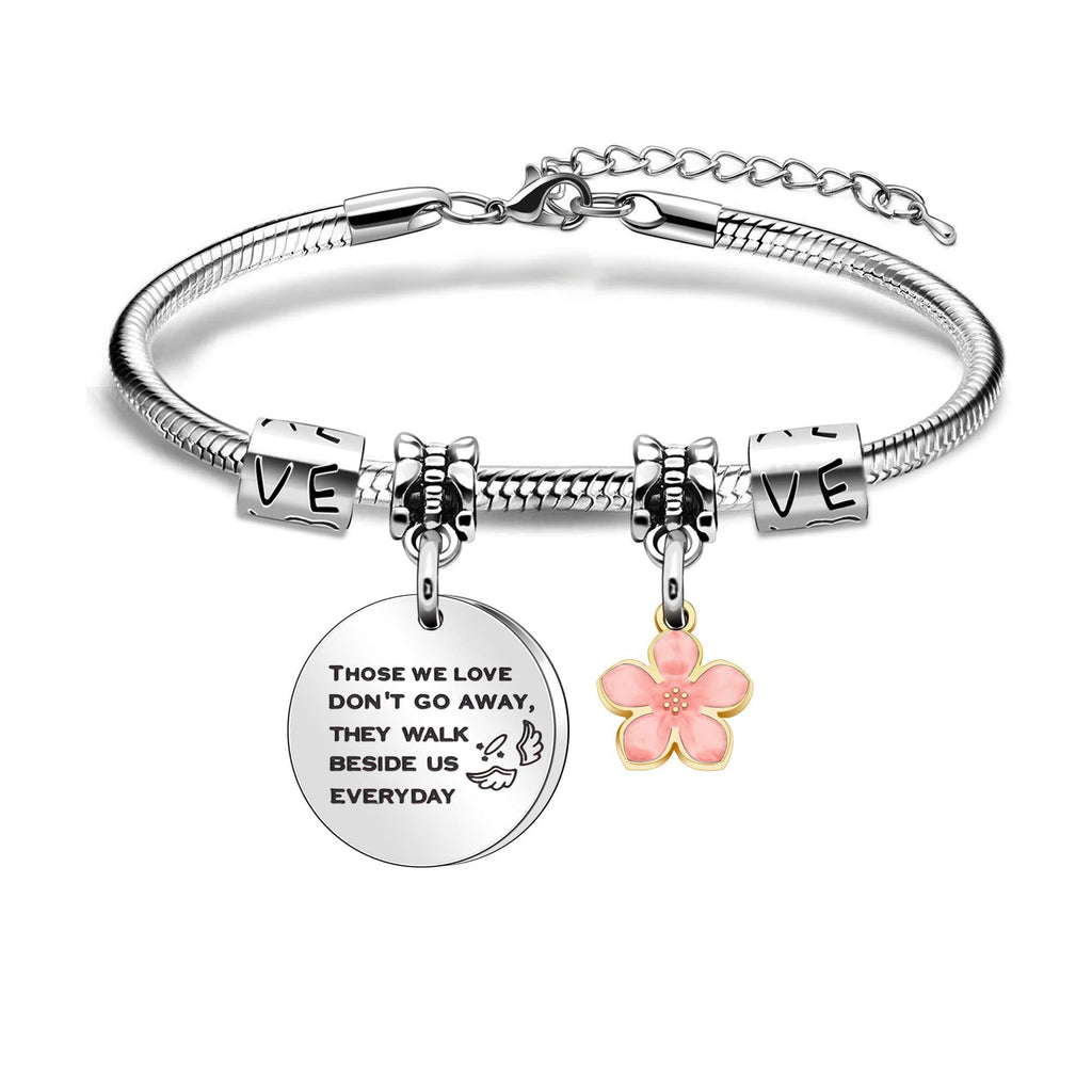 [Australia] - Memorial Bracelet Memorial Jewelelry Gifts Sympathy Bracelet in Memory of Loved One Charm Flower Pendant Memorial Gifts for Loss of Loved One 