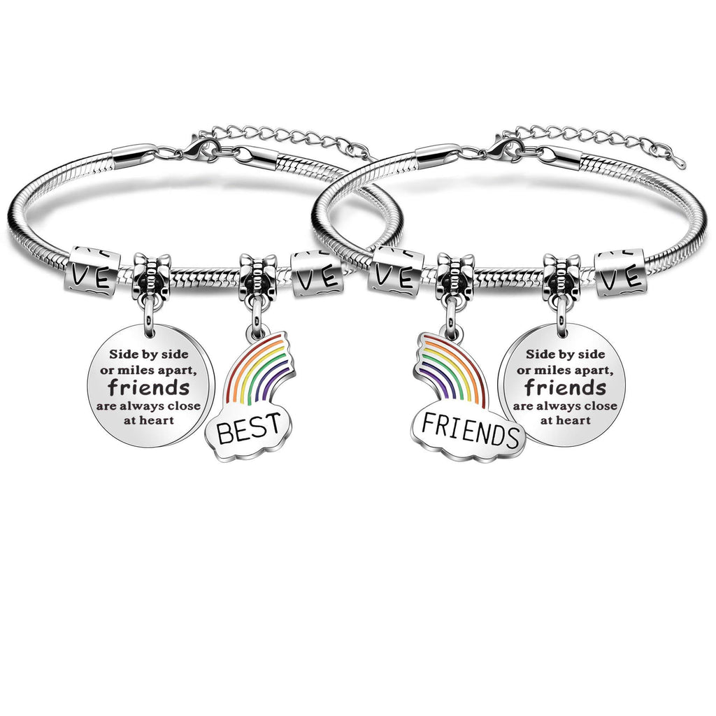 [Australia] - Friendship Gifts Friendship Jewellery for Women Girl of 2 Silver Snake Bracelet for Best Friends Split Rainbow Jewellery 