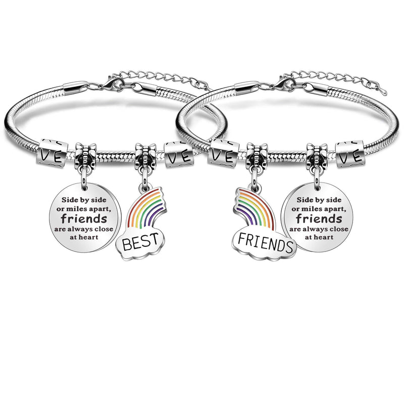 [Australia] - Friendship Gifts Friendship Jewellery for Women Girl of 2 Silver Snake Bracelet for Best Friends Split Rainbow Jewellery 