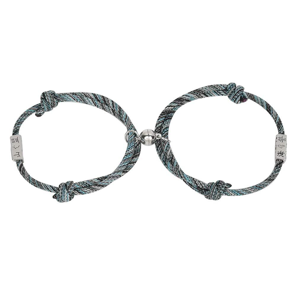 [Australia] - Couple Magnetic Bracelets, Braided Rope Bracelet, Mutual Attraction Handmade Adjustable Bracelet Set for Women Men, Lovers Couple Gift 