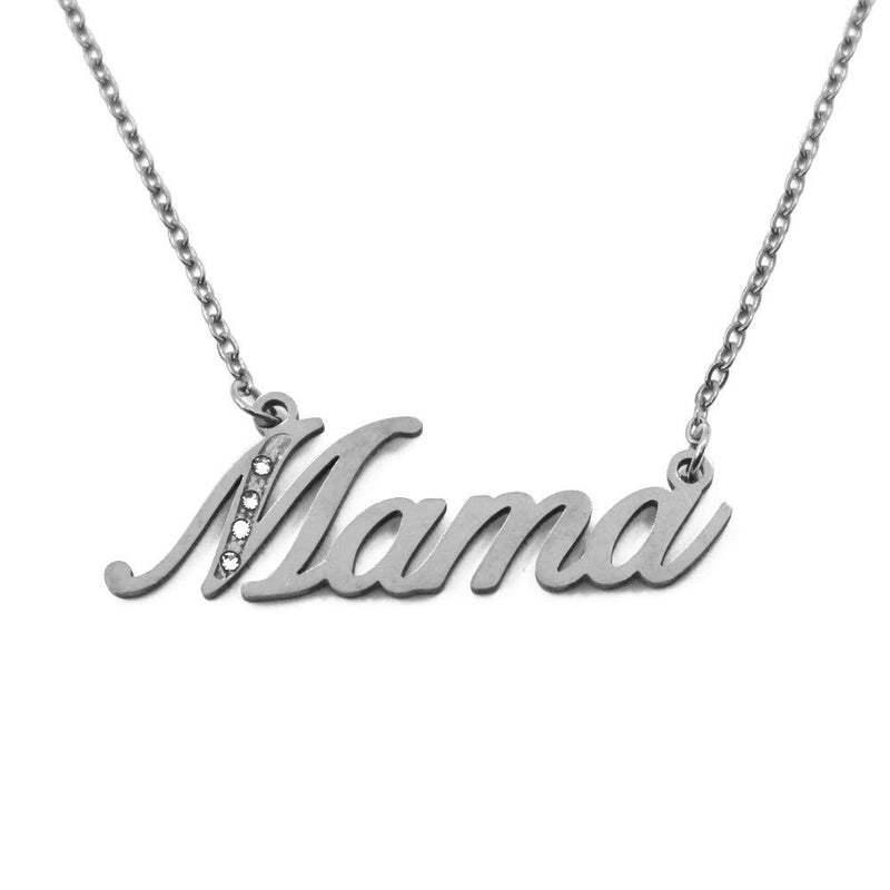 [Australia] - Mama Personalised Name Necklace, Silver Tone With Crystal Detail, Custom Name Pendants, Jewellery for Ladies, Girlfriend, Mother, Sister, Friends Gift For Her. 