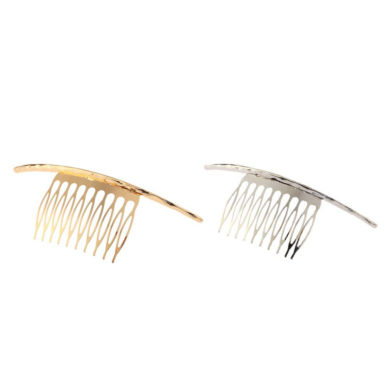 [Australia] - Lurrose 2pcs French Twist Comb Teeths Comb Alloy Metal Clips for Bridal Wedding Hair Side Comb Women Hair Accessories 