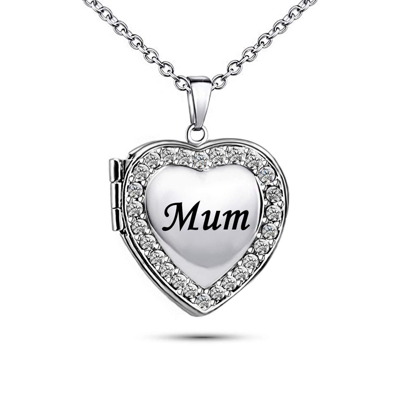 [Australia] - KunBead Jewelry Love Heart Photo Memory Locket Pendant Necklace for Pictures Personalised Custom for Mum Women Girls Birthday Gift 