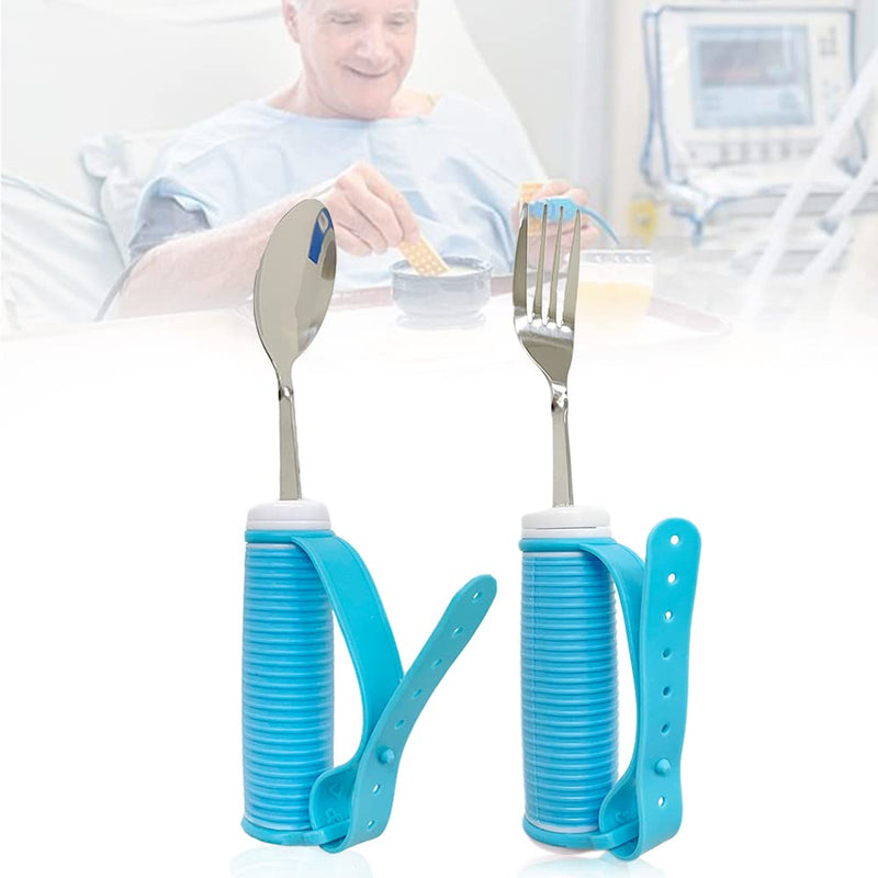 [Australia] - Elderly Silicone Aid Tableware - Spoon & Fork Food Eating Daily Living Accessories for Disabled, Handicapped (Fork & Spood) Fork & Spood 