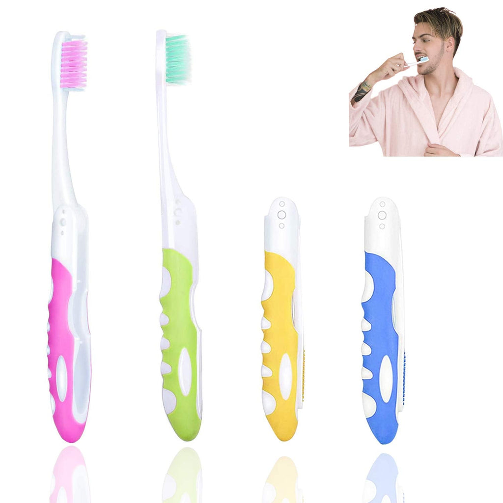 [Australia] - 4 Foldable Travel Toothbrushes, Portable Travel Camping Soft Bristle Toothbrush Oral Care, Can Be Used for Sensitive Gums 