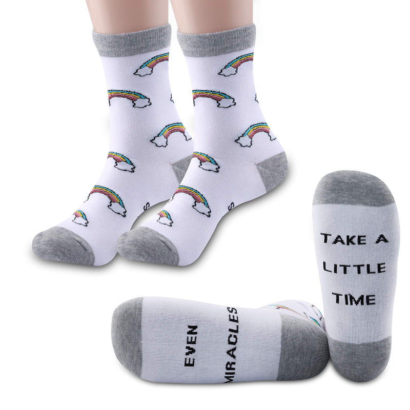 [Australia] - PYOUL 1 Pair IVF/ IUI Rainbow Baby socks Fertility Journey Transfer socks Even Miracles Take a Little Time Socks Take a Little Time 1 Pair 