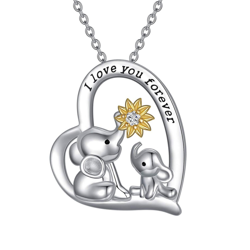 [Australia] - Mother And Child Elephant Necklace, Heart Pendant I Love You Forever Elephant Necklace Gift for Women Girls Friends 