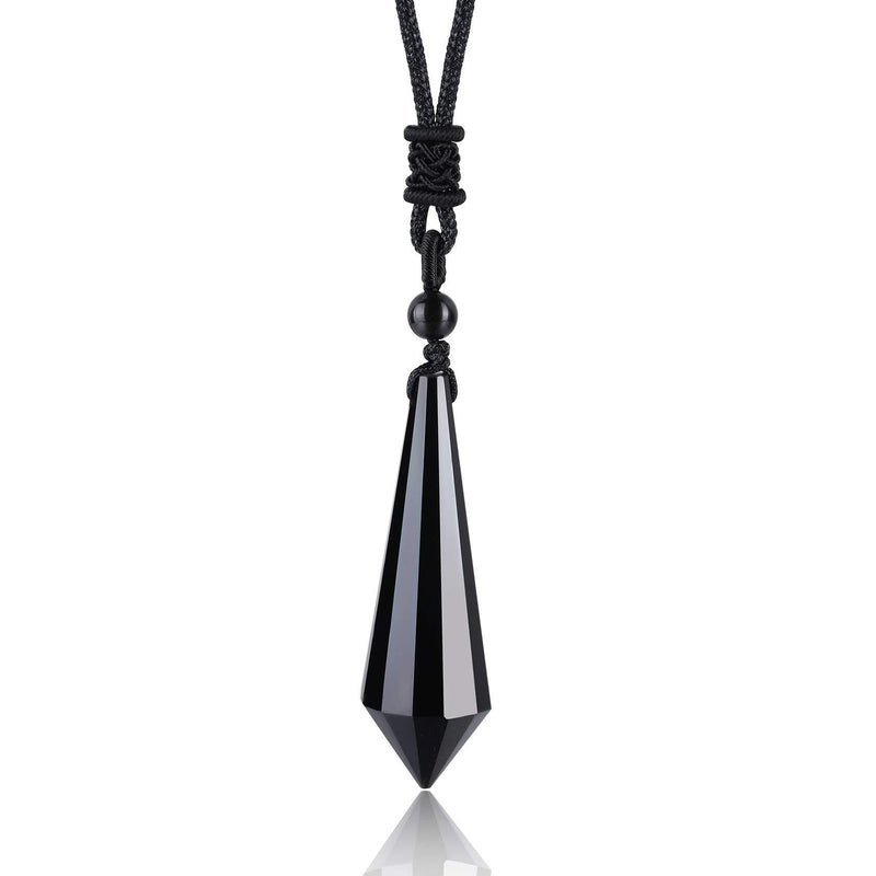 [Australia] - Collier en cristal d'obsidienne noire pendentif pendule guérison Reiki pierre gemme naturelle hexagonale obsidienne pendentif femmes bijoux cadeau unique 