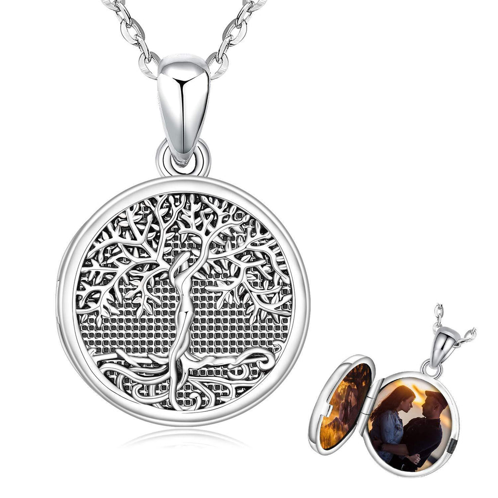 [Australia] - Locket Necklace for Women, 925 Sterling Silver Tree of Life Pendant Locket Personalised Jewellery Gifts for Women A-Arbre de la vie 
