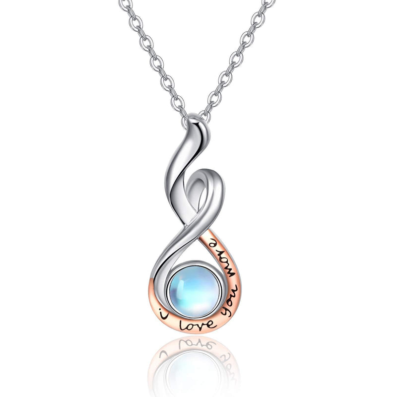 [Australia] - I Love You Necklace 100 Language/I Love You to The Moon and Back Necklace 925 Sterling Silver Love Memories Clavicle Necklace Angle Wing for Women Girls Valentines gifts for her Mothers Day Gifts- 18" + 2" Silver Chain C 