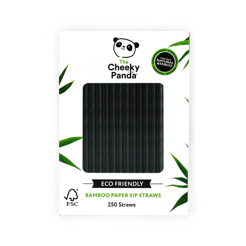 [Australia] - The Cheeky Panda – Bamboo Paper Black Sip Straws | Pack of 250 Straws | Perfect for Cocktails, 100% Biodegradable, Plastic-Free, Eco-Friendly, Strong & Sustainable 
