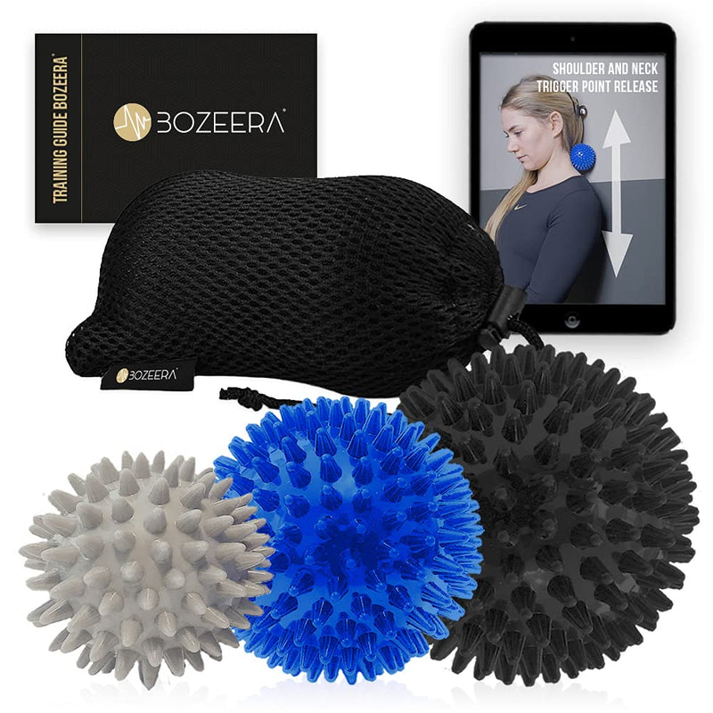 [Australia] - [Spikey Massage Ball Set] 3 x Spiky Ball - Spiky Massage Balls 6,7 & 9 CM - Spikey Ball Hard and 2X Medium, Includes Free Video Instructions, Booklet & Bag � Premium Set 