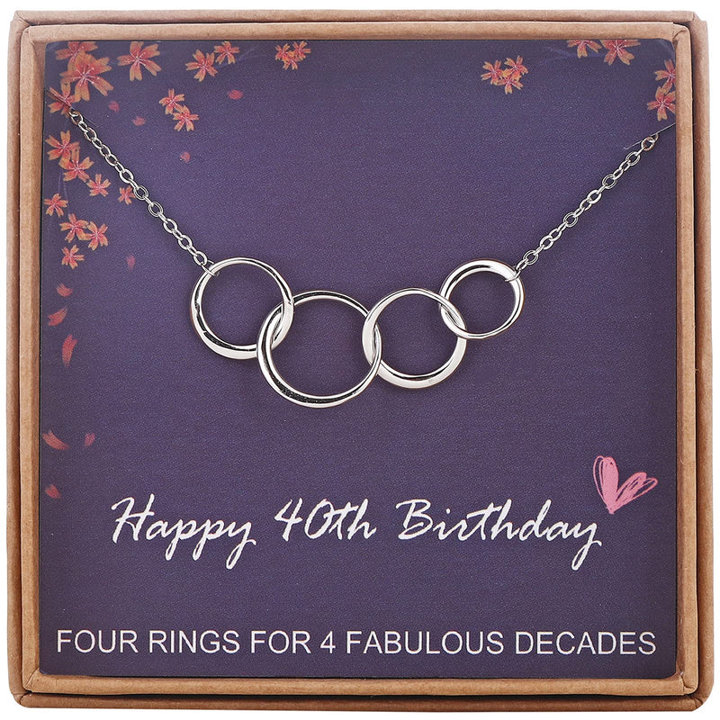 [Australia] - 40th Birthday Gifts for Women,925 Sterling Silver Necklace,40th Birthday Necklace,4 Interlocking Infinity Circles Necklace 