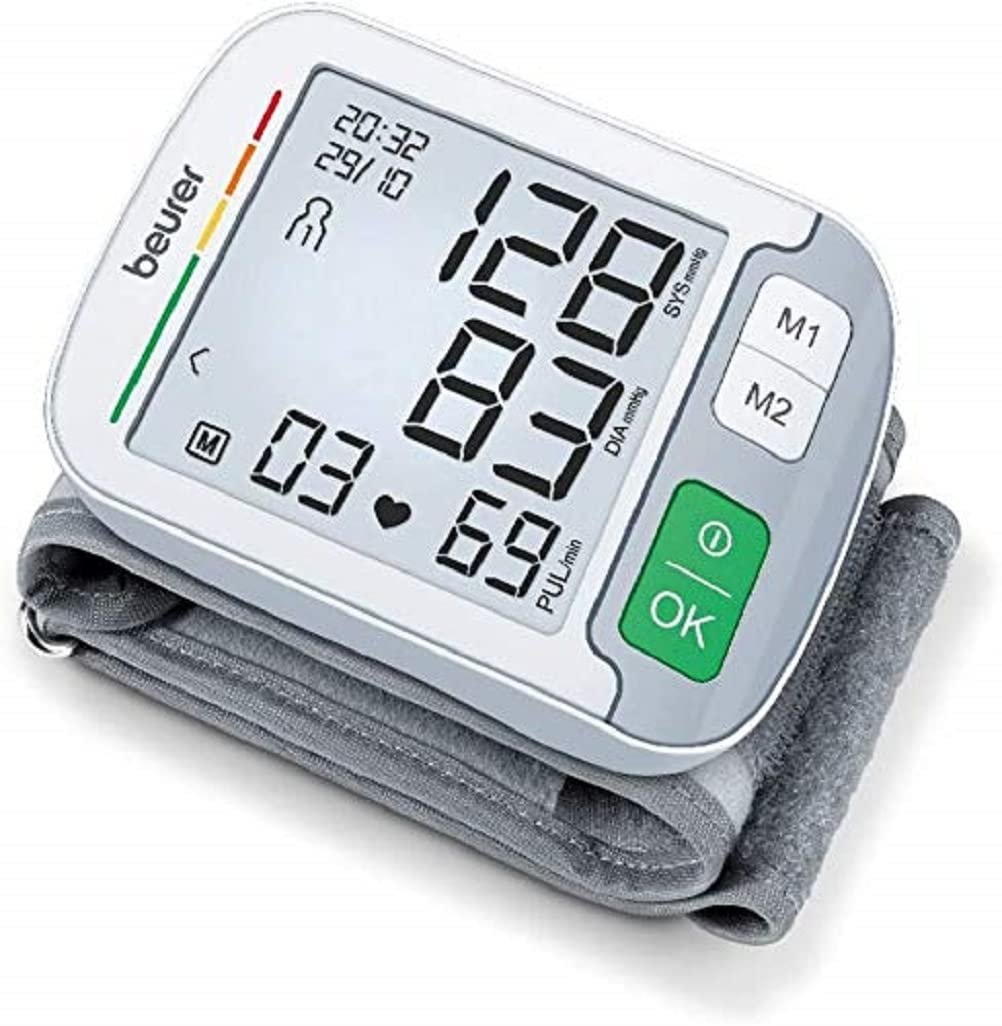 [Australia] - Beurer BC51 Wrist Blood Pressure Monitor With Positioning Indicator, Colour-Coded Risk Indicator, Arrhythmia Detection And XL Digital Display, Medically Certified 
