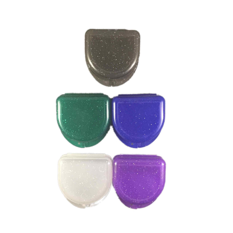 [Australia] - Sparkle/Glitter Gum Shield Case - Mouthguard Box for Ortho Retainers, Nightguards, Dentures (Black) Black 