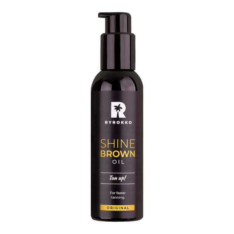 [Australia] - BYROKKO Shine Brown Premium Tanning Accelerator Oil (150 ml), XXL Tan Accelerator for Sunbed & Outdoor Sun, Achieve a Natural Tan with Natural Ingredients. Coconut Oil, Walnut Oil, Hazelnut Oil 