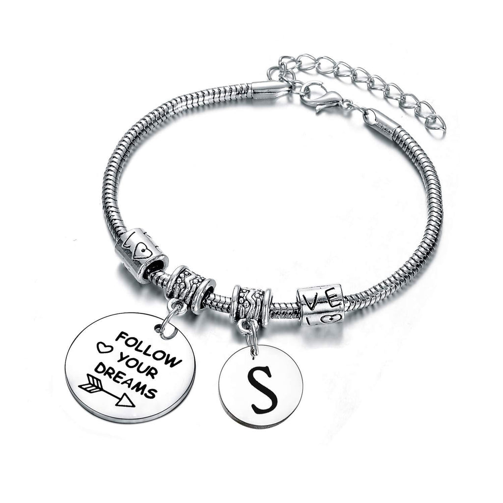 [Australia] - Inspirational Initial Bracelets for Women Girls Sister Daughter Best Friend Birthday Gift Charm Bracelet S 