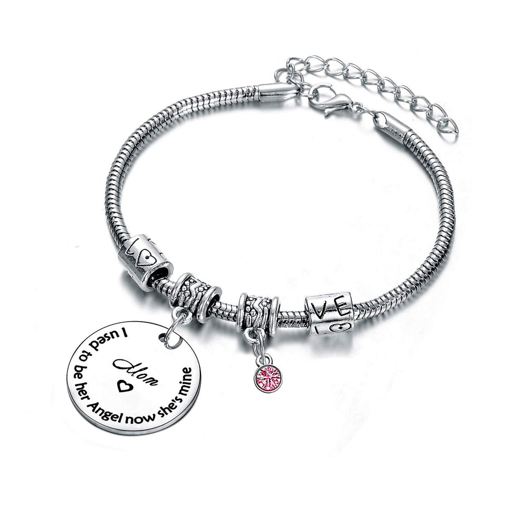 [Australia] - Mum Memorial Bracelets I Used to Be Her Angel Now She's Mine Bracelet Smpathy Gift Loss of Mom Funeral Gifty Personalized Gifts from Daughter Son 