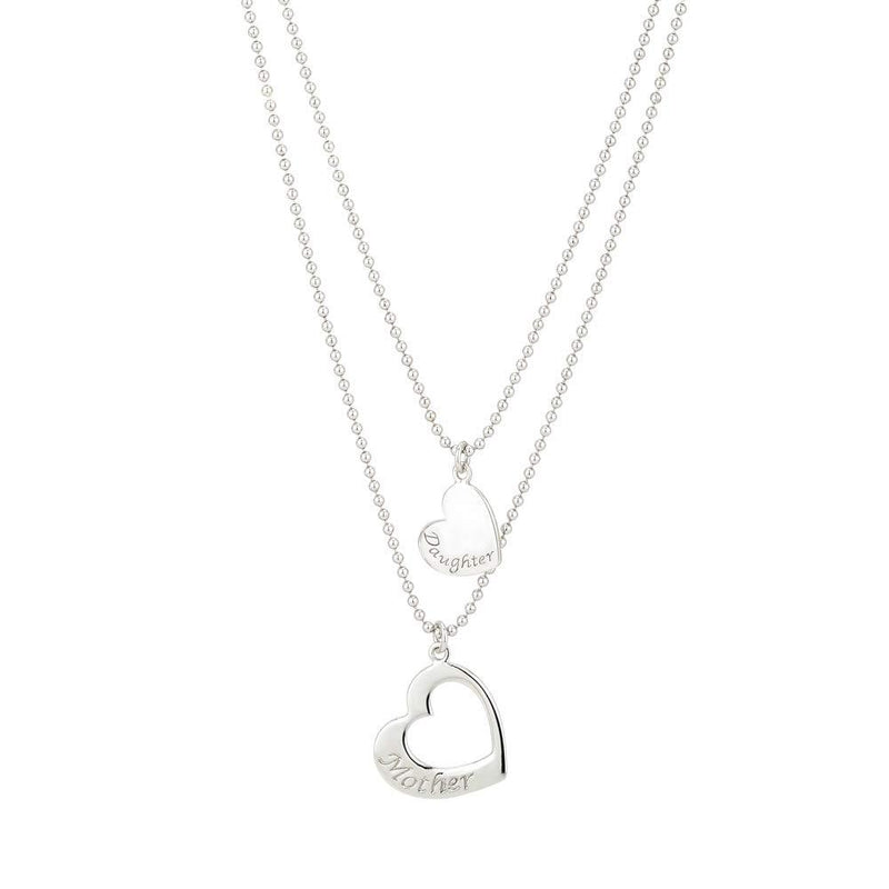 [Australia] - Vanbelle Sterling Silver Jewelry Open & Close Hearts Double Pendant Necklace for Mother Daughter with Rhodium Plating for Women 