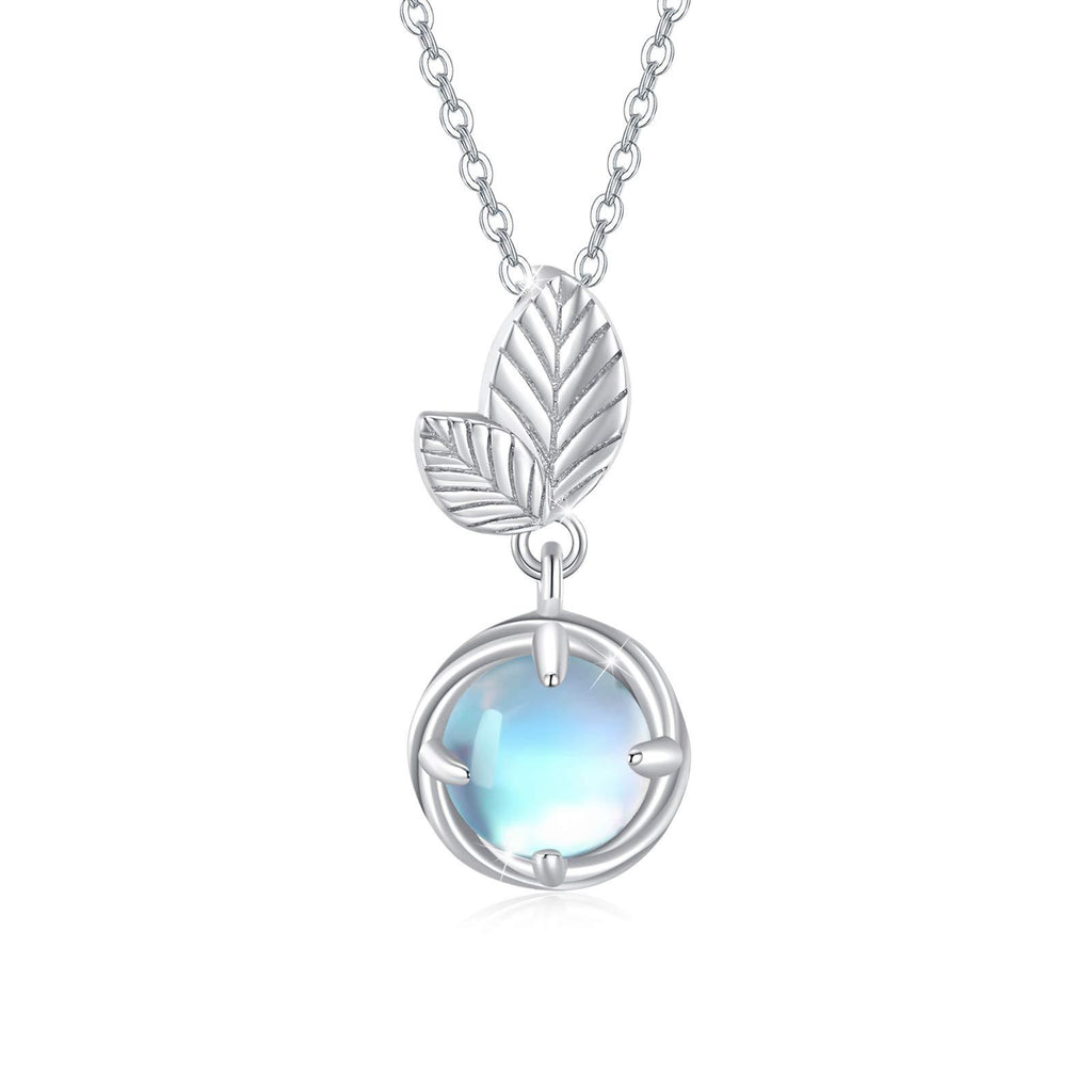 [Australia] - Women Necklaces Sterling Silver Leaf Moonstone Pendant Necklace Jewellery Gifts for Women Girls with Gift Box 