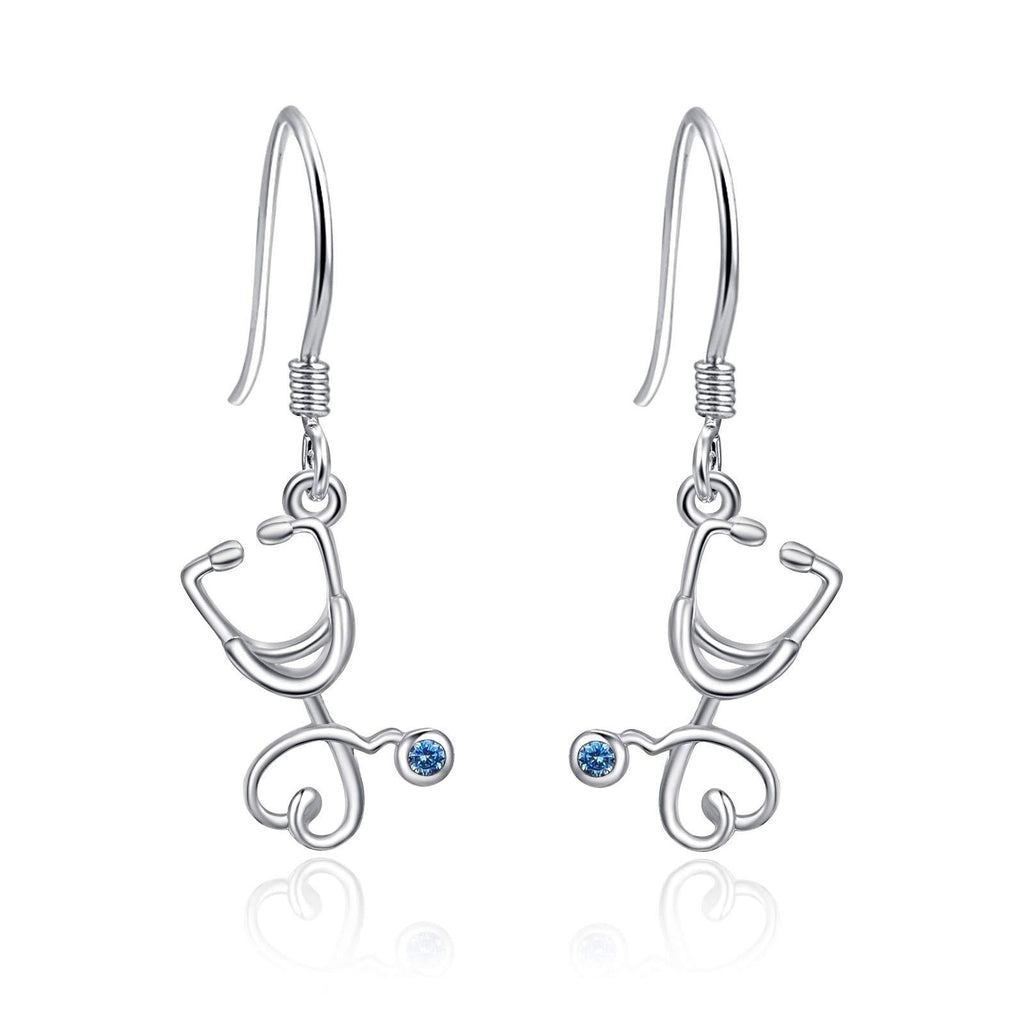 [Australia] - Nurse Earrings Sterling Silver Stethoscope Earrings Drop Stud Earrings Nurse Gifts for women Gift for Doctor Nurse Medical Student 