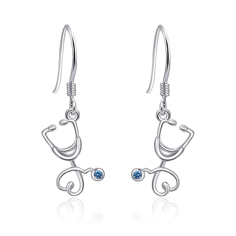 [Australia] - Nurse Earrings Sterling Silver Stethoscope Earrings Drop Stud Earrings Nurse Gifts for women Gift for Doctor Nurse Medical Student 