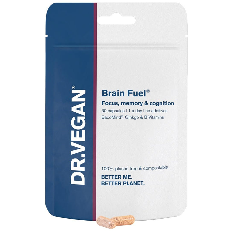 [Australia] - DR.VEGAN Brain Fuel | Memory & Focus, Brain Supplement, Clinically Tested BacoMind | 30 Capsules | One-A-Day | Includes Bacopa Monnieri 300mg, Ginkgo Biloba 150mg 