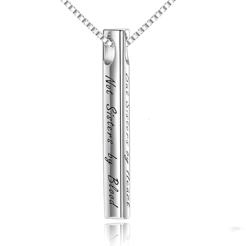 [Australia] - YAFEINI Sister Necklaces Gifts for Sister Sterling Silver Friendship Bar Necklace Not Sisters By Blood But Sisters By Heart Sister Jewellery Gifts for Her 