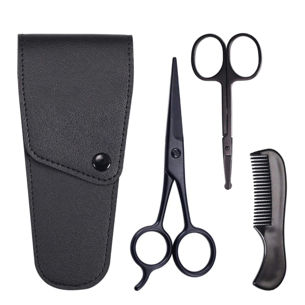 [Australia] - Professional Moustache Scissors, 4.8/3.5Inch Beard Trimming Scissors Hairdressing Cutting Shears Precise Facial Ear Nose Hair Trimming Grooming Scissors with Comb Safety Use for Eyebrows Eyelashes 