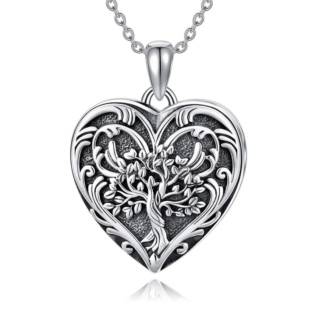 [Australia] - SOULMEET S925 Sterling Silver Tree of Life Heart Locket Necklace that holds picture photos Family Tree Personalized Necklace Jewelry Gift for Women Girls 