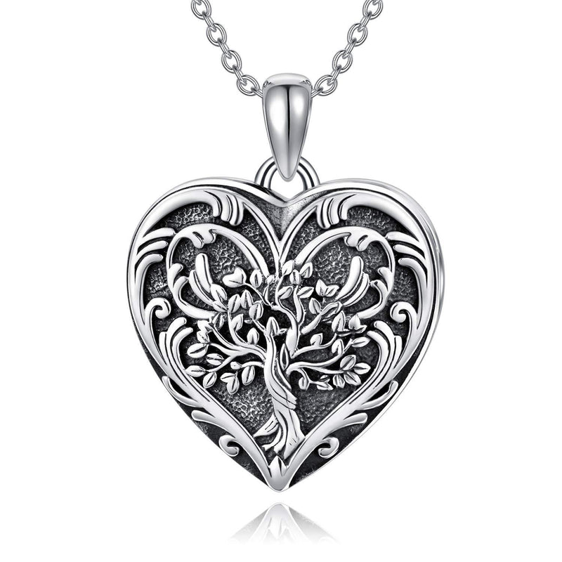 [Australia] - SOULMEET S925 Sterling Silver Tree of Life Heart Locket Necklace that holds picture photos Family Tree Personalized Necklace Jewelry Gift for Women Girls 