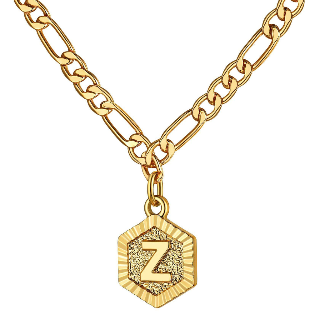 [Australia] - ChainsHouse Initial Pendants Necklaces for Women Teen Girls A-Z 26 Capital Letters Monogram Name Necklace Figaro Chain Adjustable Mother Daughter Jewellery Gift Z 