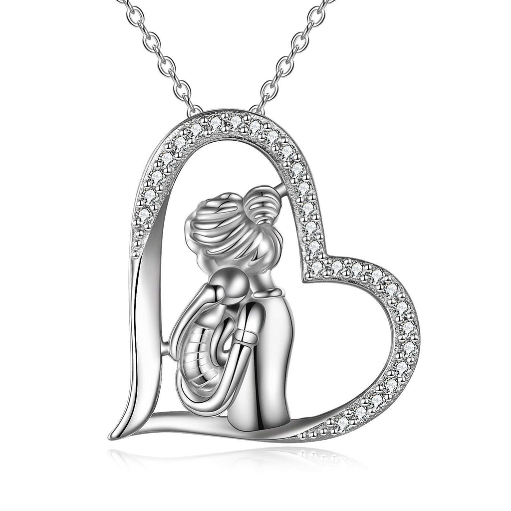 [Australia] - Mum Gifts Sterling Silver Mom Necklace Heart Pendant Necklaces Mothers Day Gift for Mom from Daughter 