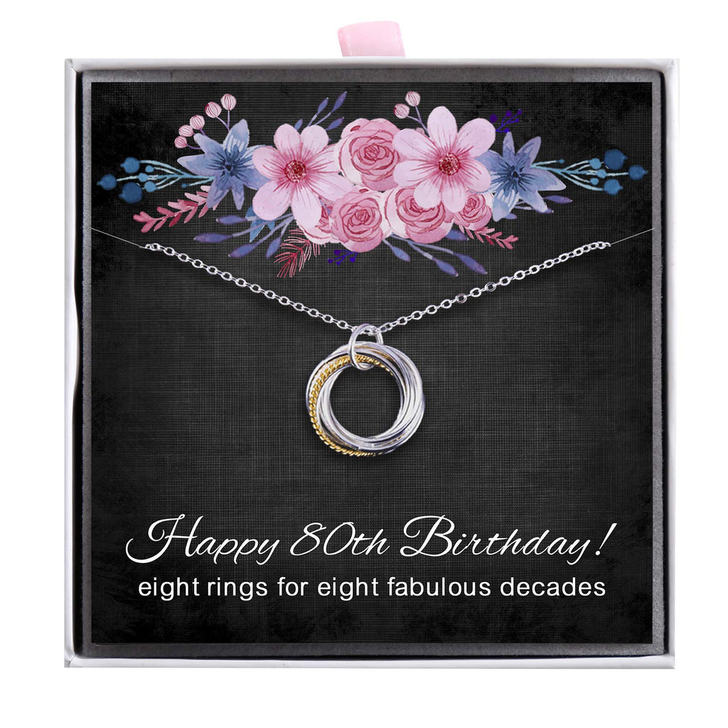 [Australia] - ALoveSoul Happy Birthday Gifts for Women - 925 Sterling Silver Interlocking Circles Necklace, Gifts for Her, Ladies Birthday Gifts Ideas 80th 