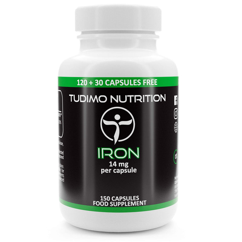 [Australia] - Iron 14 mg Ferrous Fumarate Capsules | 150 pcs (5 Month Supply) of Rapidly Disintegrating Capsules, Each with 14mg of Premium Quality Extra Strength Powder 