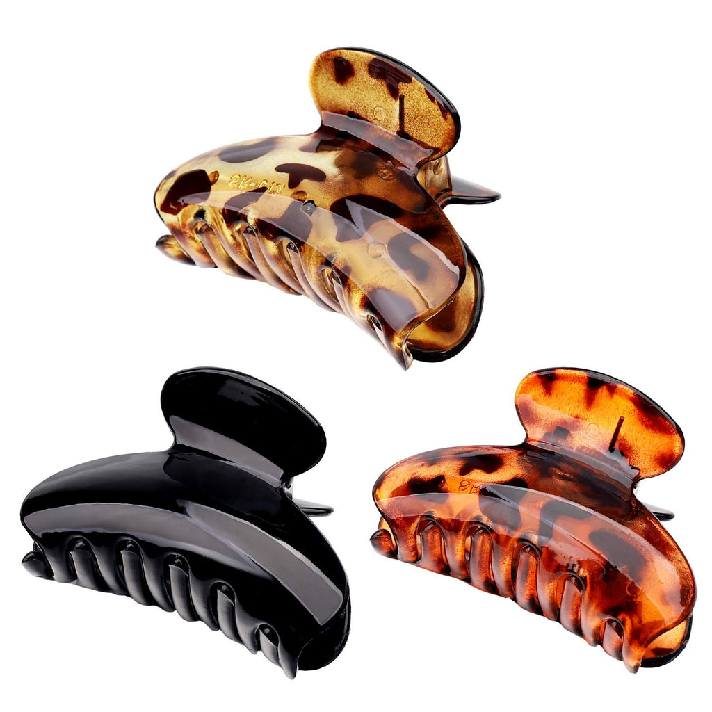 [Australia] - 3 Pcs Hair Jaw Clips, 7cm x 4cm/2.8inch x 1.6inch Medium Acrylic Hair Claw Clips for Girls and Women 3 Count (Pack of 1) 