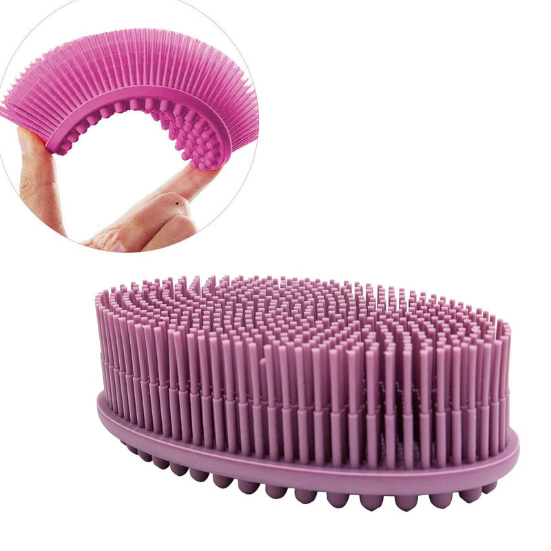 [Australia] - Body Brush,Silicone Body Bath Brush Double Side Back Scrubber Handle Bath Shower Brushes Scrubbers with Ultra Soft Bristles,Non-Slip 