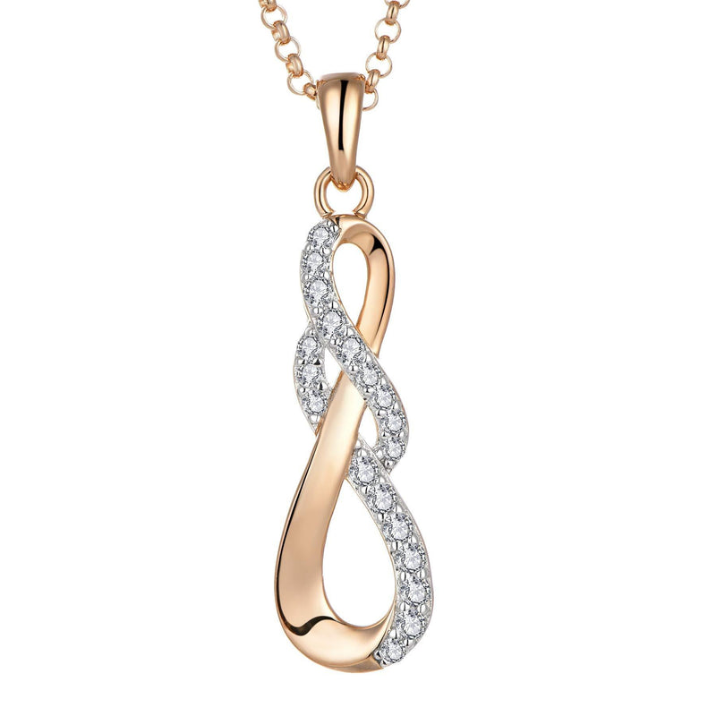 [Australia] - JO WISDOM Women Infinity Necklace,925 Sterling Silver Pendant Necklace with 3A Cubic Zirconia Jewelry for Women Rose Gold Color 