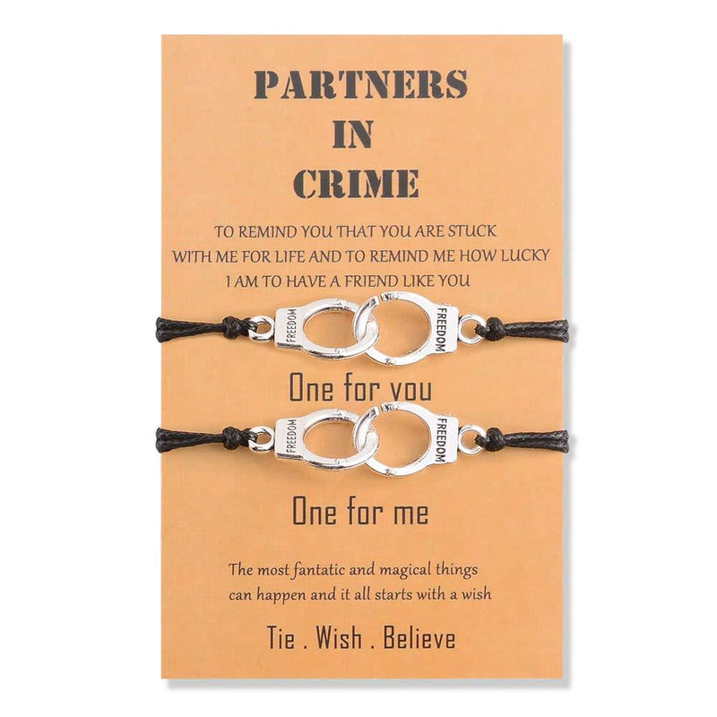 [Australia] - BOCHOI Partners in Crime Couples Bracelets, Handcuff Matching Friendship Bracelet for Girls Boys Women Men Best Friend Jewellery Birthday Gift 2 pcs 