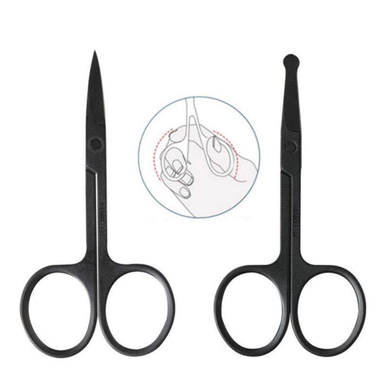 [Australia] - Facial Hair Scissors Set, 4 Pcs Eyebrow Scissors Nose Scissors Beard Moustache Eyelash Eyebrow Trimmer Stainless Steel Scissor Set for Men Women 