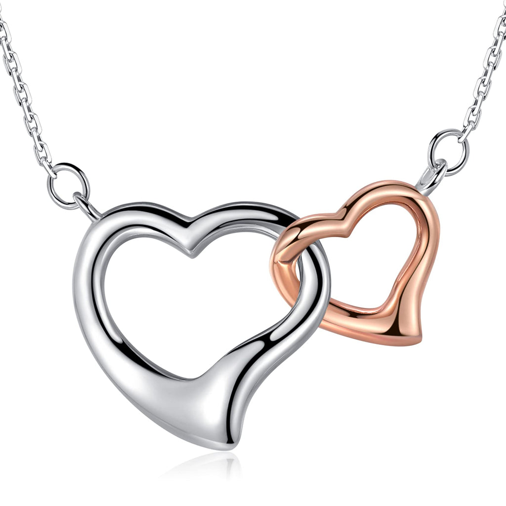 [Australia] - CERSLIMO Sterling Silver Love Necklace for Women | Silver Infinity Heart Cubic Zirconia Pendant Necklace Double Heart Shaped Anniversary Presents Birthday Gifts for Mum Wife Girlfriend Infinity Heart Necklace 