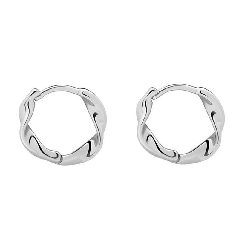 [Australia] - HAISWET Sleeper Earrings 925 Sterling Silver Twist Hinged Hoop Earrings 