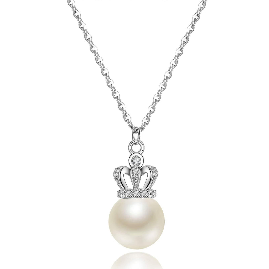 [Australia] - Freshwater Cultured Pearl Pendant Necklace for Women 925 Sterling Silver Pearl Choker Necklace Dainty Jewellery Gifts for Women Girl Daughter White 