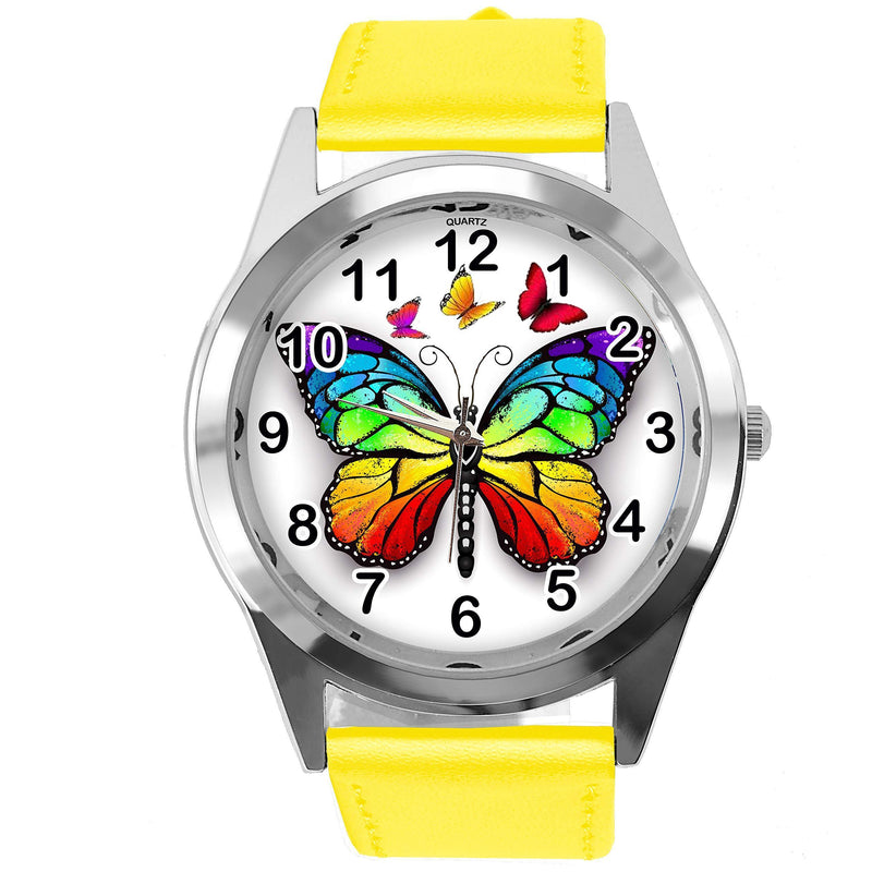 [Australia] - TAPORT Yellow Leather Round Watch for Butterfly Fans E2 