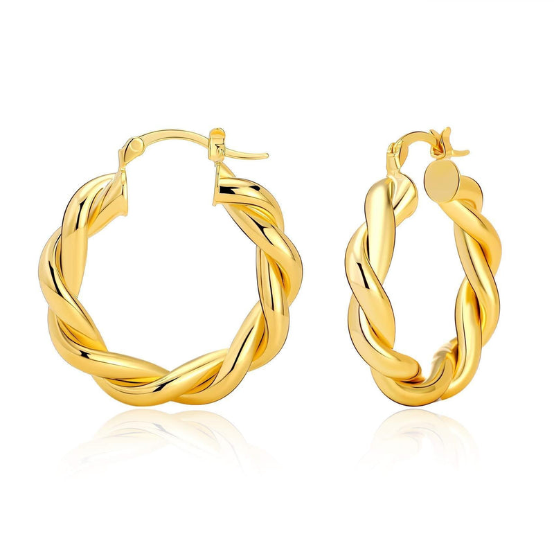 [Australia] - Senteria 18K Gold Plated Twisted Hoop Earrings for Women Hollow Hoop Earirngs Lightweight Tube Chunky Hoop Earrings(30/40/50mm) 30mm 