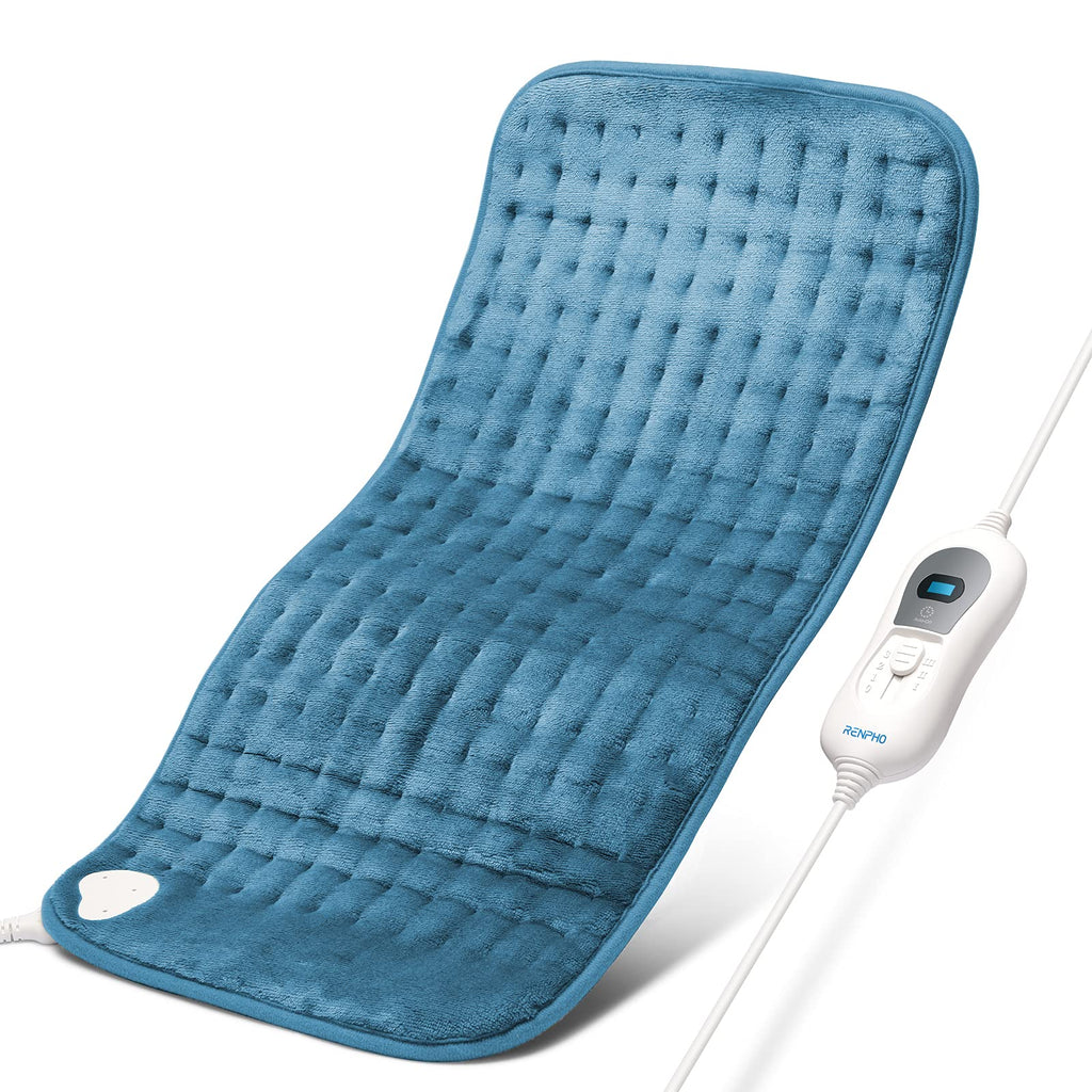 [Australia] - RENPHO Large Electric Heating Pad, Ultra-Soft Back Heat Pad with 3 Heat Levels, Keep Warming Arm, Leg, Neck and Shoulder, Auto Shut Off - 60×30cm -Blue B-blue 