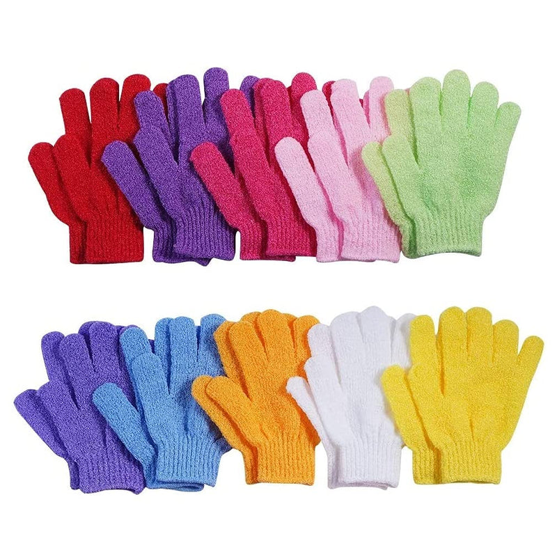 [Australia] - 10 Pairs Exfoliating Bath Gloves,Made of 100% NYLON,10 Colors Double Sided Exfoliating Gloves for Beauty Spa Massage Skin Shower Scrubber Bathing Accessories. 