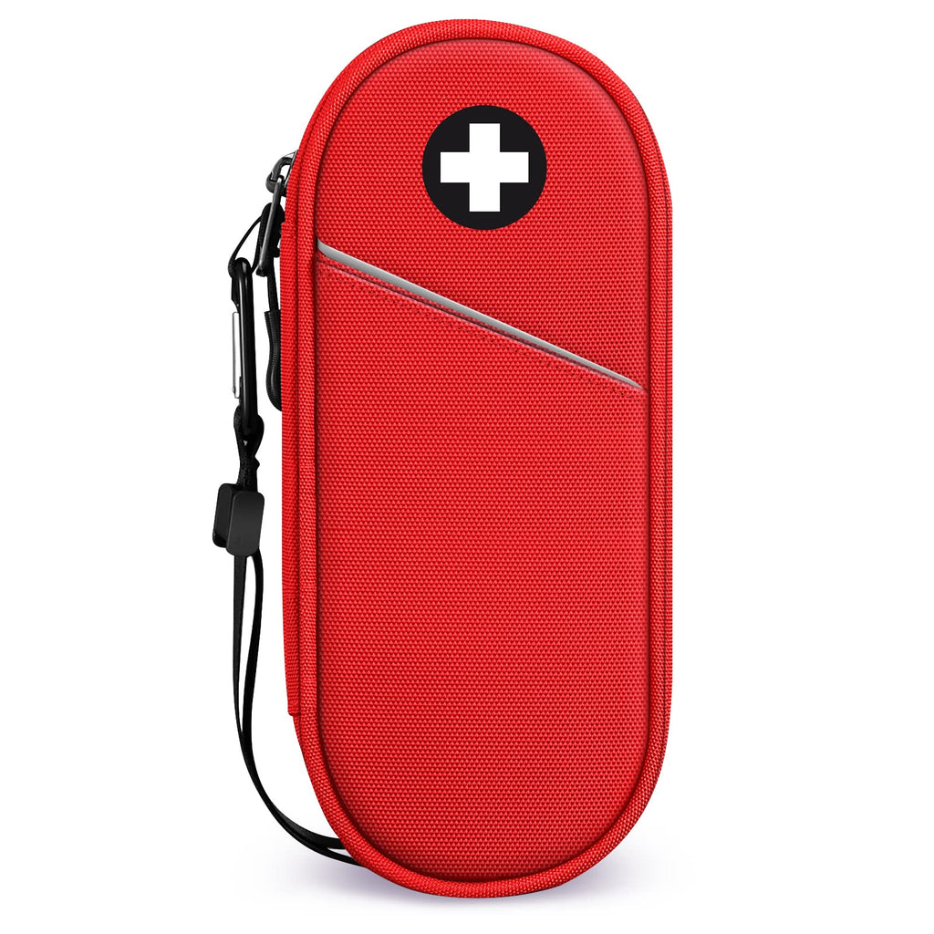 [Australia] - SITHON EpiPen Medical Carrying Case Insulated, Travel Medication Organizer Bag Emergency Medical Pouch Holds 2 EpiPens, Asthma Inhaler, Anti-Histamine, Auvi-Q, Allergy Medicine Essentials, (Red) *Red 